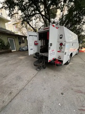 Magnet Plumbing service vehicle on-site for Sewer Line Repair in The Hills